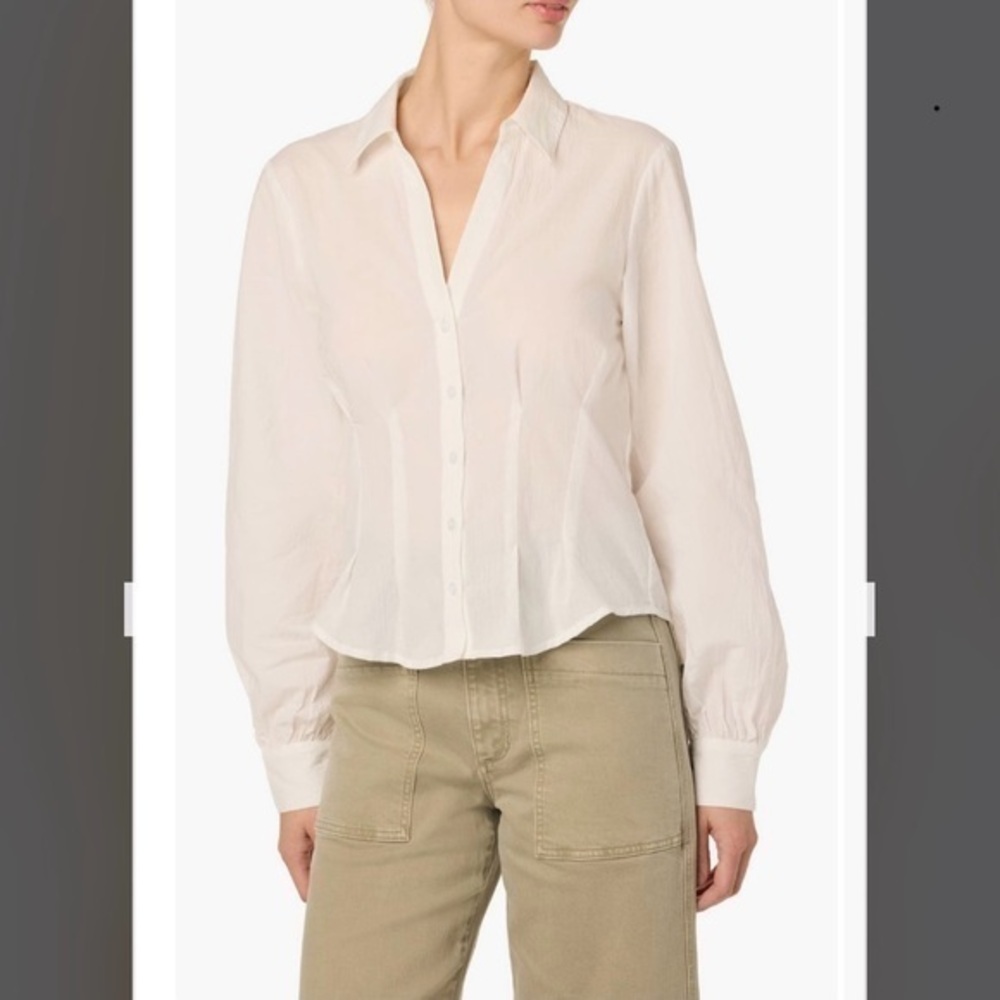 Joe's Pleated Long Sleeve Button-Up Shirt in White Size XS